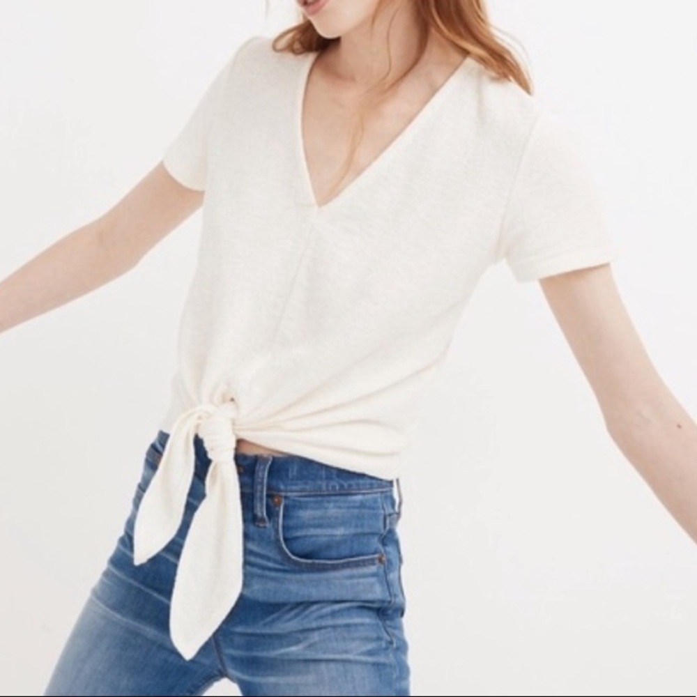 Madewell Texture & Thread Knot Front Woven Top